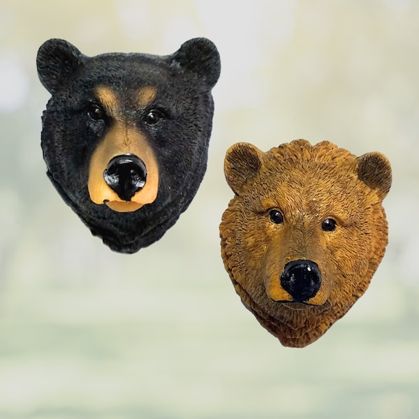 2" Bear Head Pins | Rustic Cabin Lodge Style| Wearable Pin| Choose Black Bear or Grizzly Bear at checkout