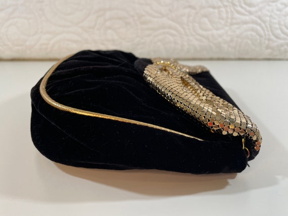 Vintage Clutch Purse Evening Bag Black Velvet Gol… - image 4