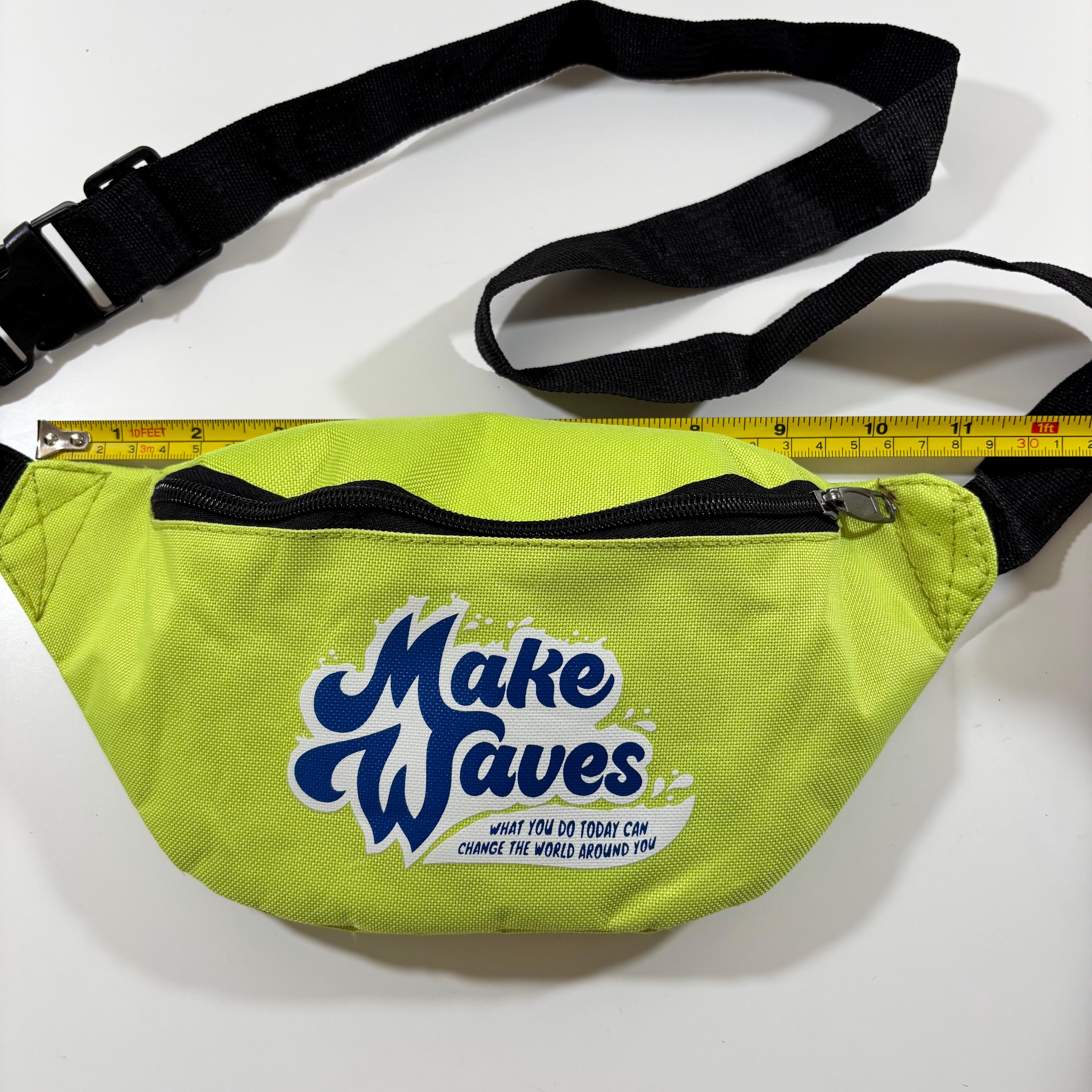 Vintage 90s Neon Green Fanny Pack 'make Waves' Promo Waist Bag