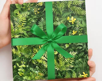 Ormbunke- och blommigt presentpapper - Cottagecore Botanical Presentpapper