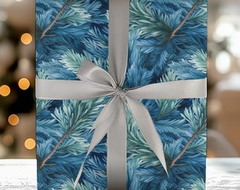 Blå silvergran presentpapper - Julklappspapper
