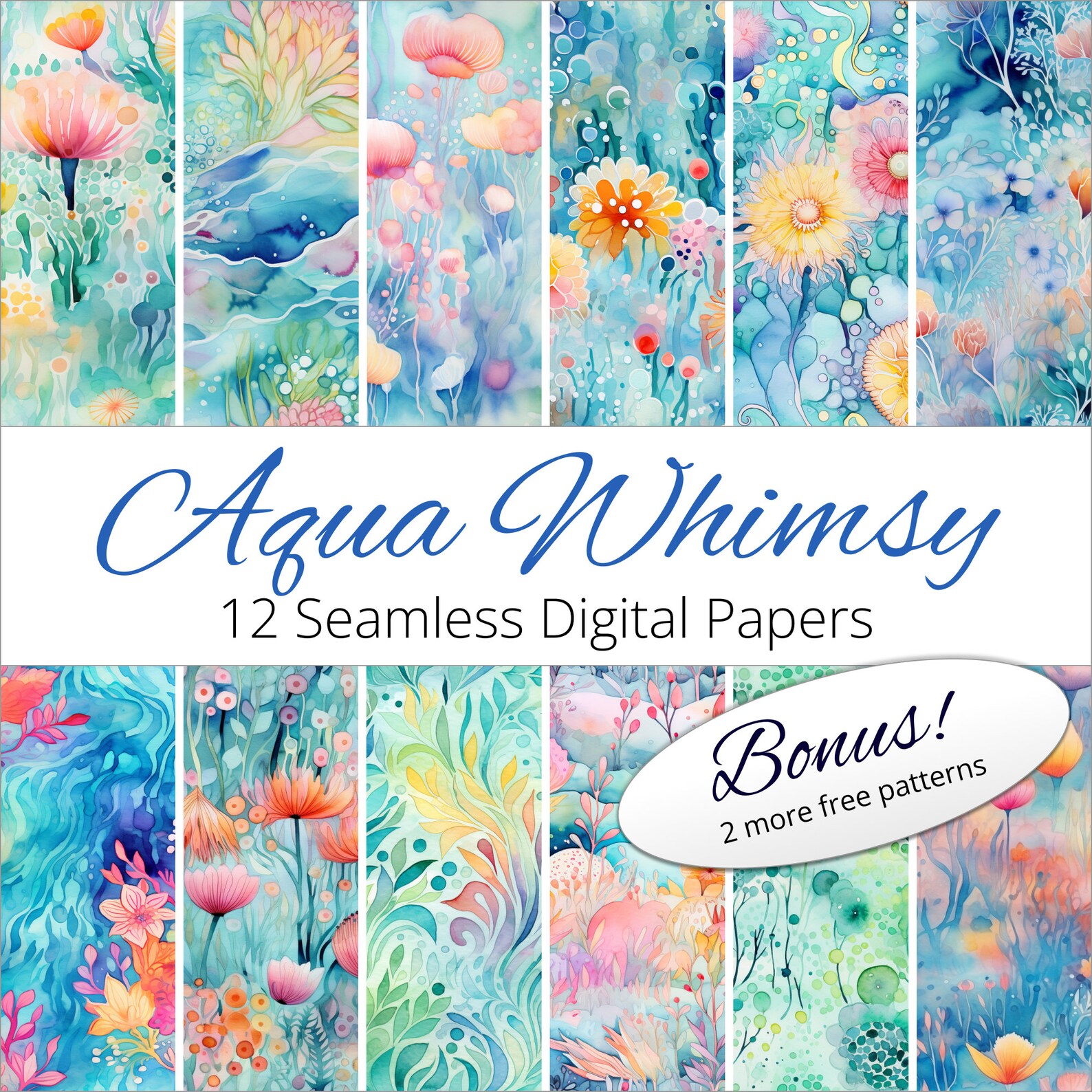 Whimsy Background Simple 12 Seamless Aqua Whimsy Backgrounds Digital Paper Patterns for Weddings ...