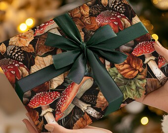 Presentpapper med svamp – Akvarell botanisk Cottagecore-omslagspapper