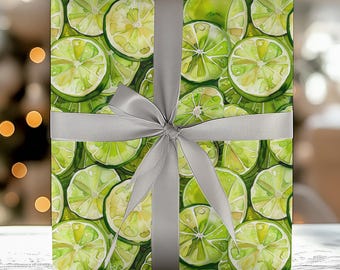 Presentpapper med citrusskivor och lime för matälskare, födelsedag och högtider
