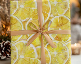 Presentpapper med syrlig citronskiva – Citrustryck, återvinningsbar design