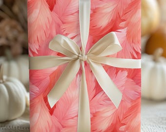 Rosa fjäderpresentpappersrulle - Flickigt babyshower, födelsedag