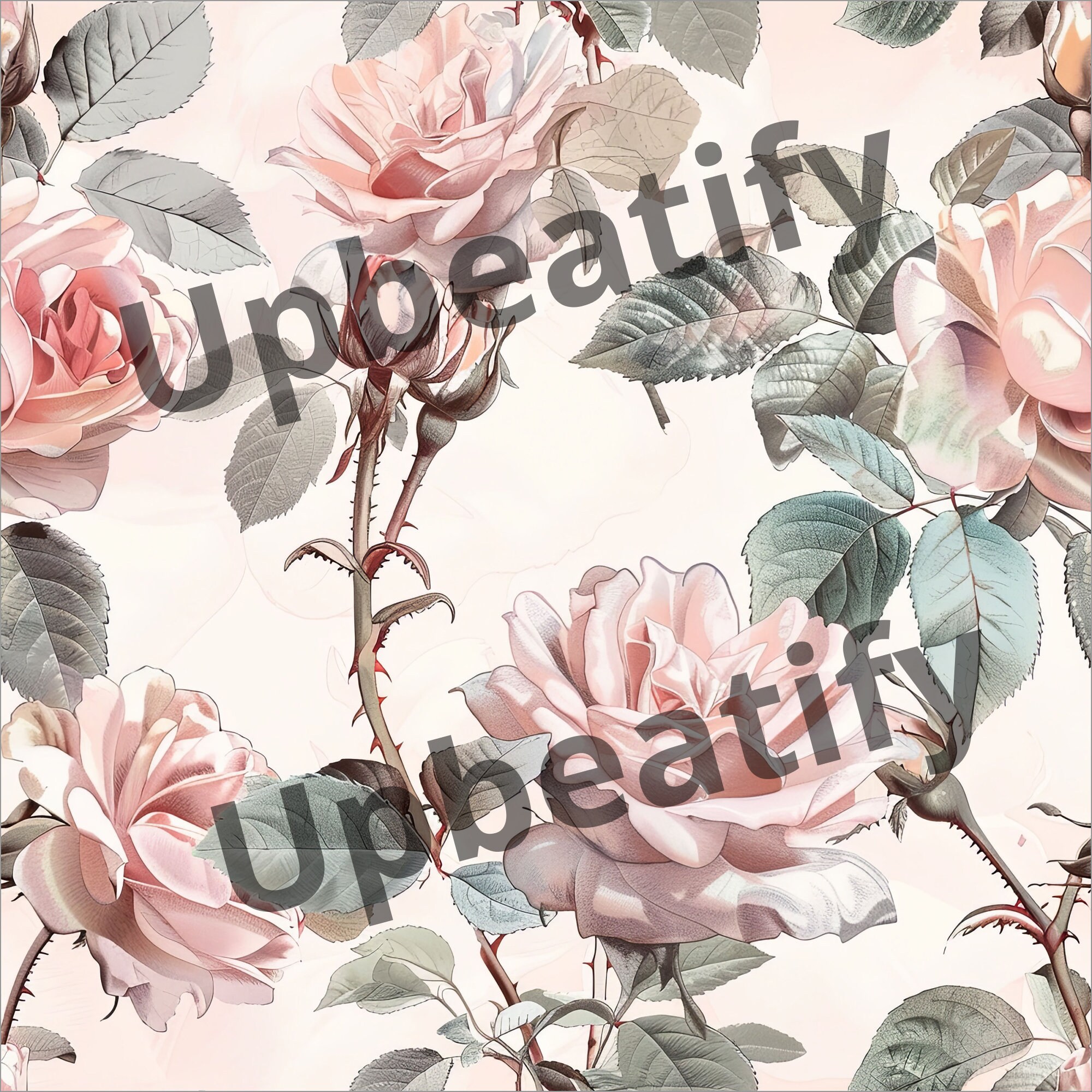 Vintage Pink Roses Digital Paper – Seamless Watercolor Patterns (set of ...
