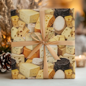 Cheese Lover Gift Wrap 30x36" Roll Foodie Wrapping Paper Cheese Tasting Party Birthday Holiday Christmas Gift for Foodie Gourmet Lovers
