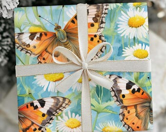 Orange fjärilspresentpapper – Cottagecore Botanical Presentpapper