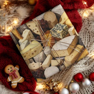 Gourmet Gift Wrap 30x36" Roll Foodie Wrapping Paper Cheese Tasting Party Birthday Holiday Christmas Gift for Gourmet Cheese Lovers