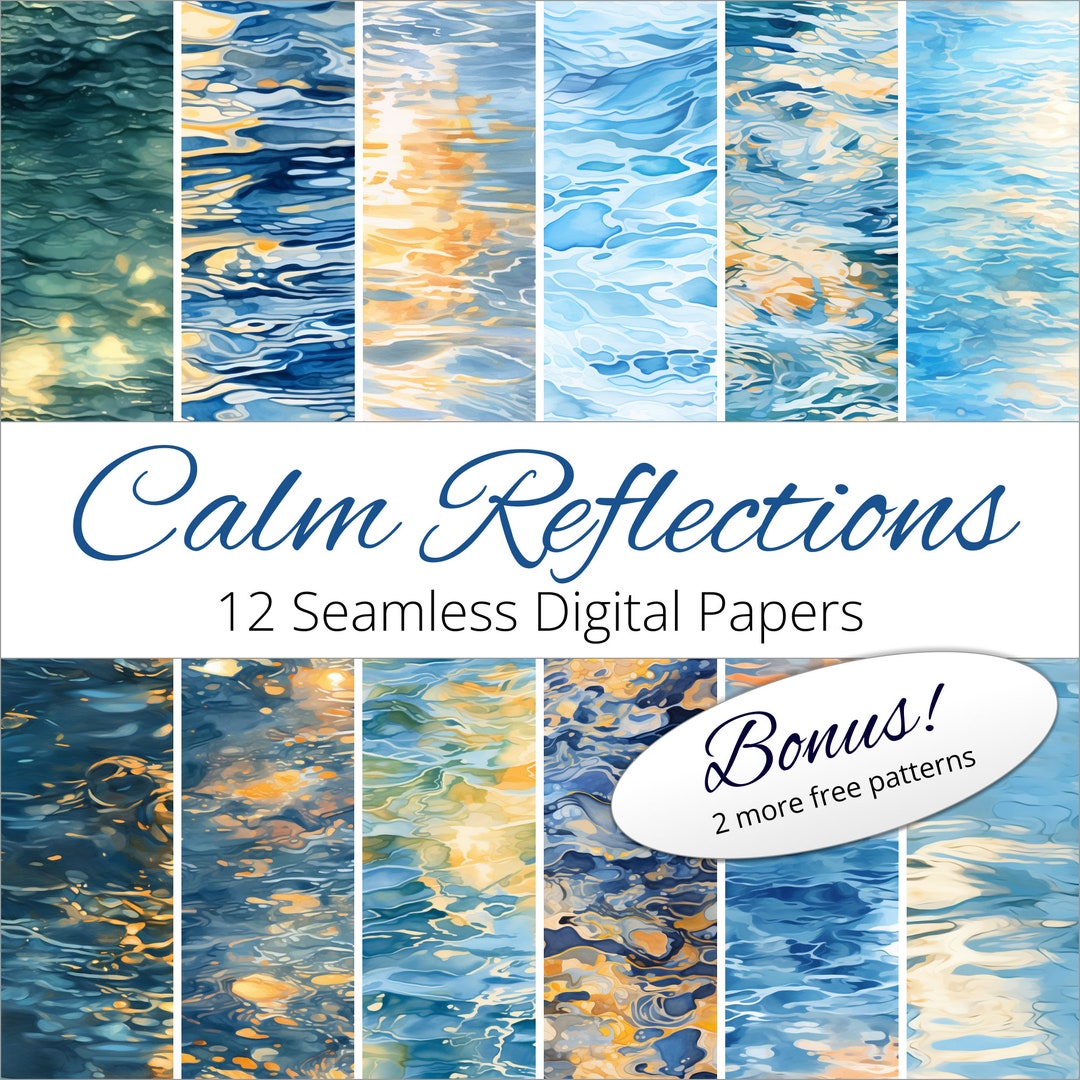 Water Reflections Watercolor Digital Paper – Seamless Patterns (300 DPI ...