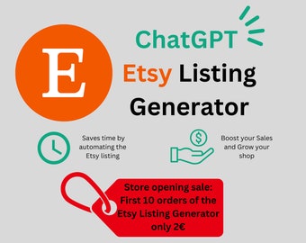 Skyrocket Your Etsy Success with ChatGPT: AI-Powered Listing Generator | Save Time and Improve Your Etsy Search Rankings with ChatGPT