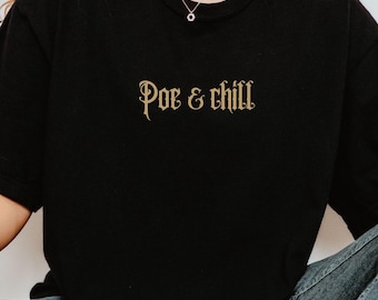 Comfort Colors Edgar Allan Poe & Chill Poem Poetry Lover Fan T Shirt Gift, Gothic Dark Academia Romance Tee Shirt, Classic Literature