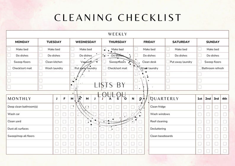 Downloadable & Printable Daily, Monthly, Quarterly Checklist ...
