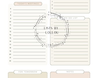 Moderne tägliche Arbeit druckbare Planer: Feines Design für die Organisation von Aufgaben, Termine und Prioritäten mit Fokus auf Produktivität