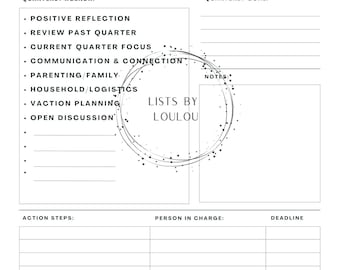 Printable Quarterly Couples Agenda:  Strengthen Communication, Set Goals & Stay Organized – Instant Download for Better Relationships