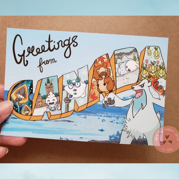 Pokemon inspired postcards - Greetings from Canada (back is blank)