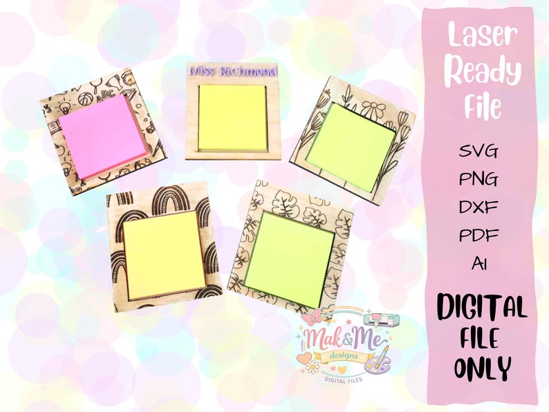 Laser Cut File | Sticky Note Holder | Digital Download | SVG File ...