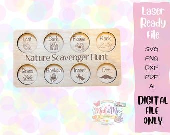 Laser Cut File | Nature Scavenger Hunt Board | Digital Download | SVG File | Kids Toys