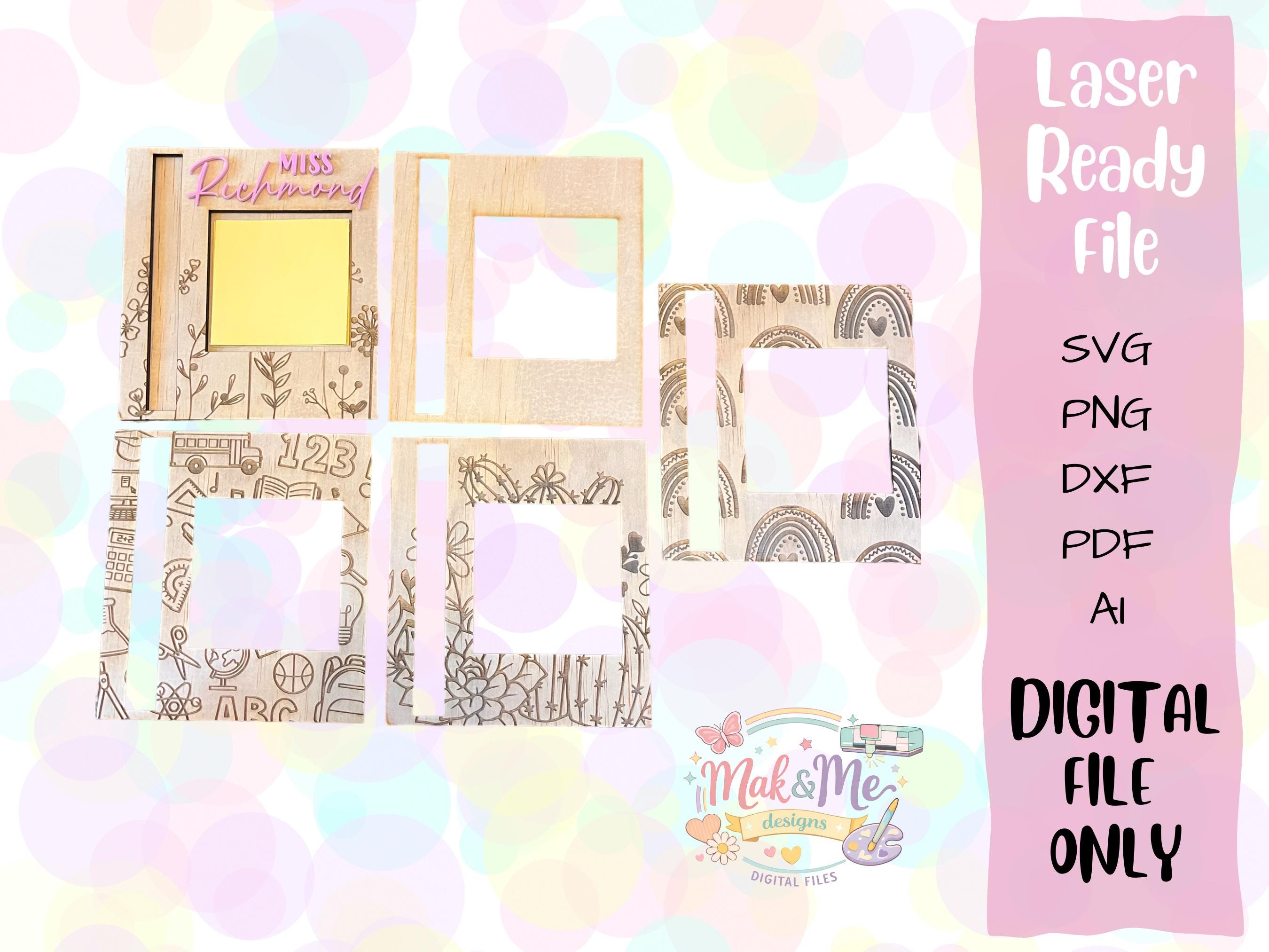 Laser Cut File | Sticky Note Holder With Pen Slot | Digital Download ...