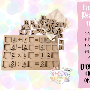 Lasergesneden bestand | Bord voor wiskundige vergelijkingen | Digitale download | SVG-bestand | Educatieve ondersteuning