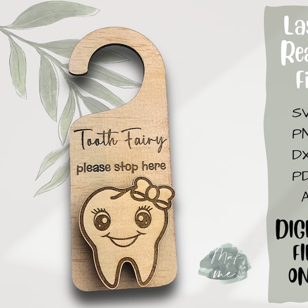 Laser Cut File | Tooth Fairy Door Hanger | Digital Download | SVG File | Decor