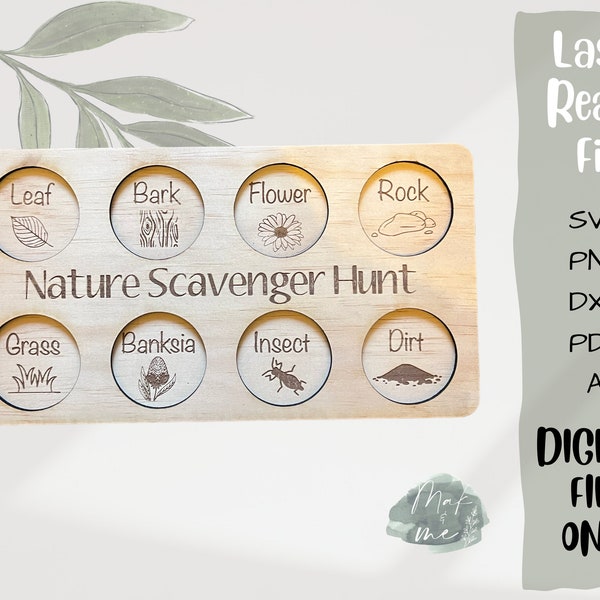 Laser Cut File | Nature Scavenger Hunt Board | Digital Download | SVG File | Kids Toys