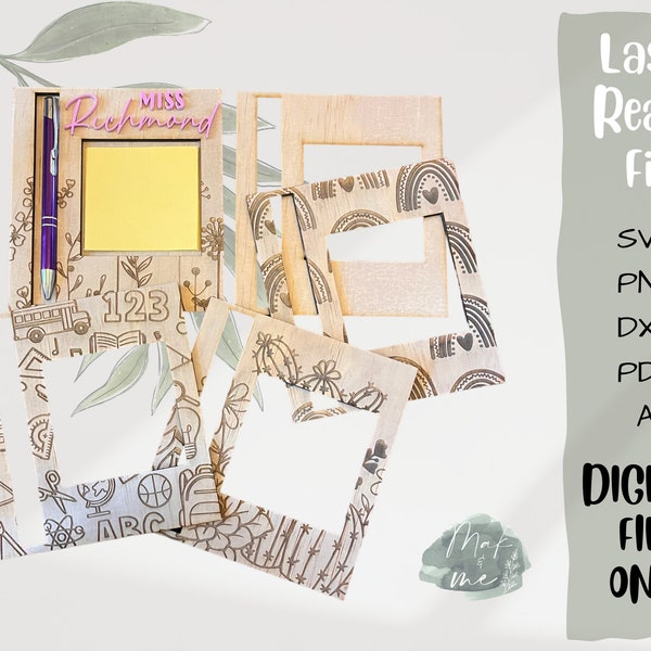 Laser Cut File | Sticky Note Holder with Pen Slot | Digital Download | SVG File | Decor