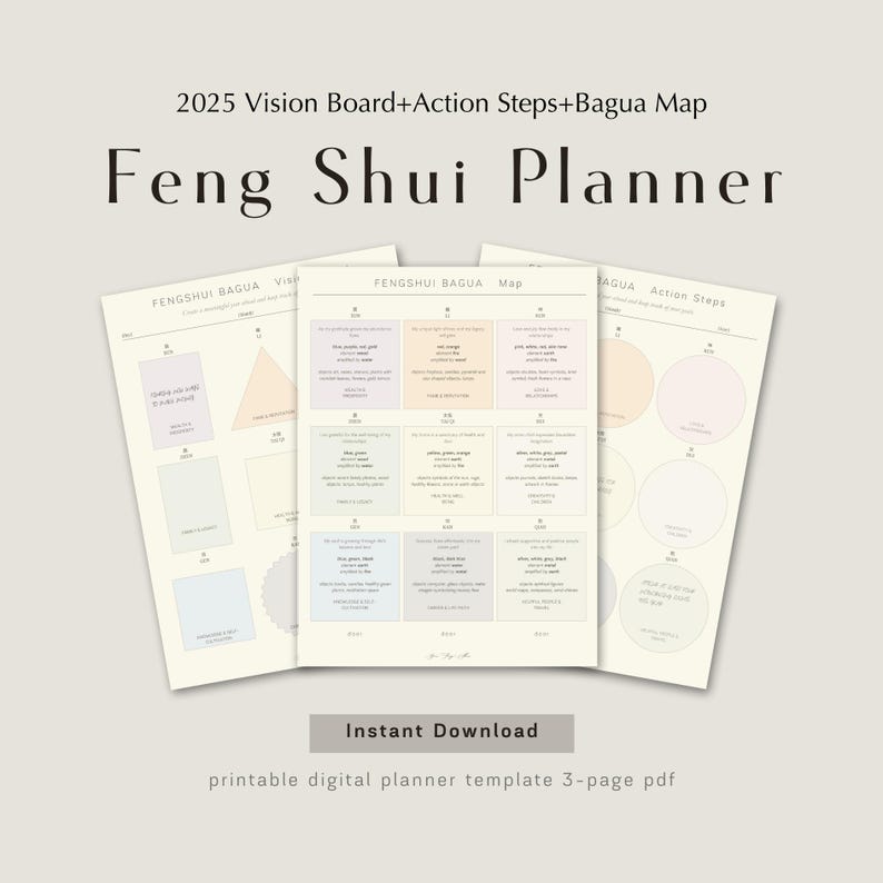 Plan Your 2025 With Fengshui Bagua Map Planner Instant Digital Printable Download Yearly Goals ...