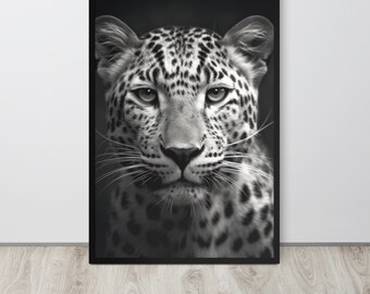 Leopard Schwarz-Weiß-Druck, Schwarz-Weiß-Leopard-Wandkunst, Schwarz-Weiß-Druck, Großkatzen-Wandkunst, Safari-Kinderzimmer, Leopard-Foto