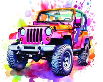Bubblegum Jeep Adventure - Inspired by Pink Retro Vibes - Playful Glam Digital Art