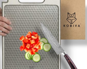 304 Stainless Steel Cutting Board | Knife Sharpener, Garlic Grater, Wheat Straw Side