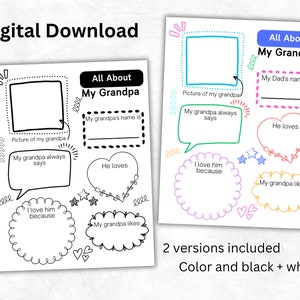 All About Grandpa Printable, Fathers Day Gift, Funny Fathers Day, Gift For Grandpa, First Fathers Day, Fathers Day Grandpa, 1st Father Day
