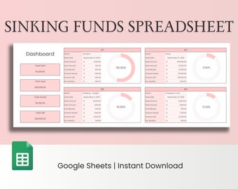 Sinking Funds Tracker Google Sheets Spreadsheet, Savings Challenge, Savings Money Planner, Debt Tracker, Financial Planner, Savings Template