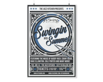 Retro Big Band-musikaffisch - Swingin' into Summer-reklamaffisch