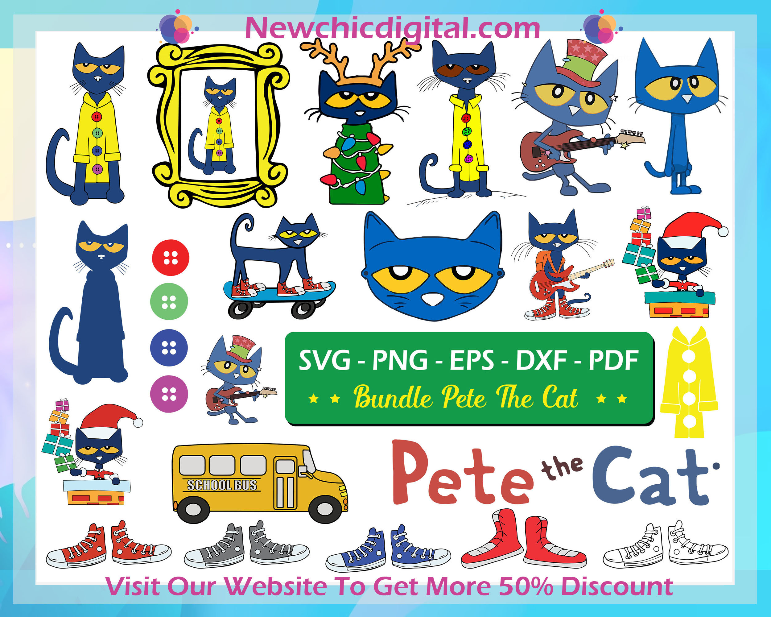 INSTANT DOWNLOAD Pete the Cat Svg Bundle Pete the Cat - Etsy