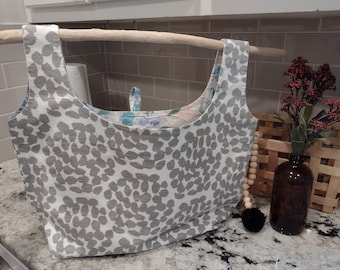 River rock gray cotton canvas-Reusable, eco-friendly, grocery bag, tote, washable, cotton, canvas, lunch bag, library bag