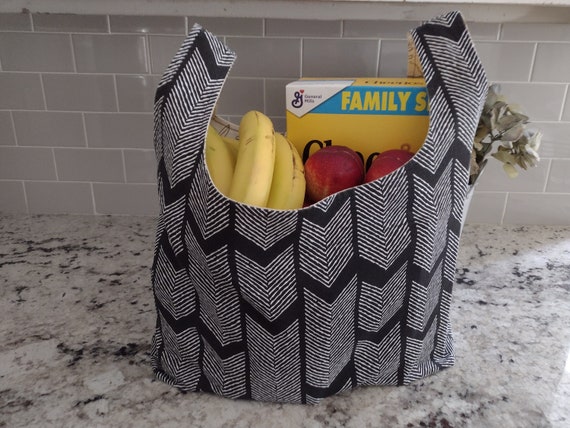 Black and white arrows cotton canvas-Reusable, eco-friendly, grocery bag, tote, washable, cotton, canvas, lunch bag, library bag