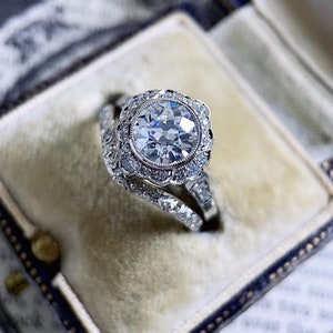1880s Antique Edwardian 3 Ct Round Diamond Art Deco Bridal Set Vintage Engagement Ring Set In 925 Sterling Silver Exquisite Retro Bridal Set