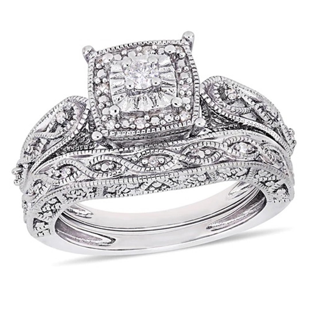 1890s Antique Edwardian Art Deco Style Engagement Ring Set Old Mine Cut ...