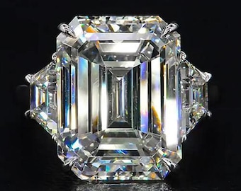 Elizabeth Taylor&#39;s Inspired Emerald Cut Diamond Engagement Ring in Sterling Silver Stunning Celebrity Ring Beautifully Crafted Rings For Her