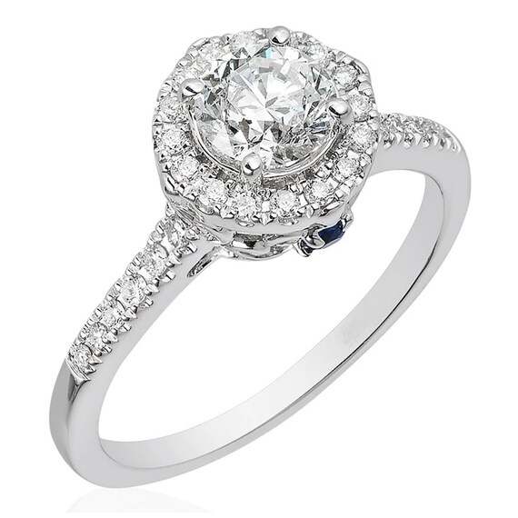 Enchanted Disney Blue Sapphire Cinderella Carriage Engagement Ring Antique Diamond Frame Disney Ring in Sterling Silver Solitaire Fancy Ring Etsy