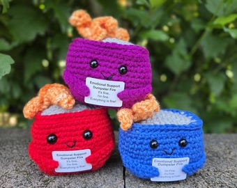 Crochet Emotional Support Dumpster Fire pattern *INSTANT DOWNLOAD** INCLUDES sign