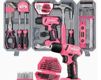 1 Set 8V Pink Rechargeable Electric Screwdriver Set, Household Electric Drill, Pink Multifunctional Toolbox, Power Tool