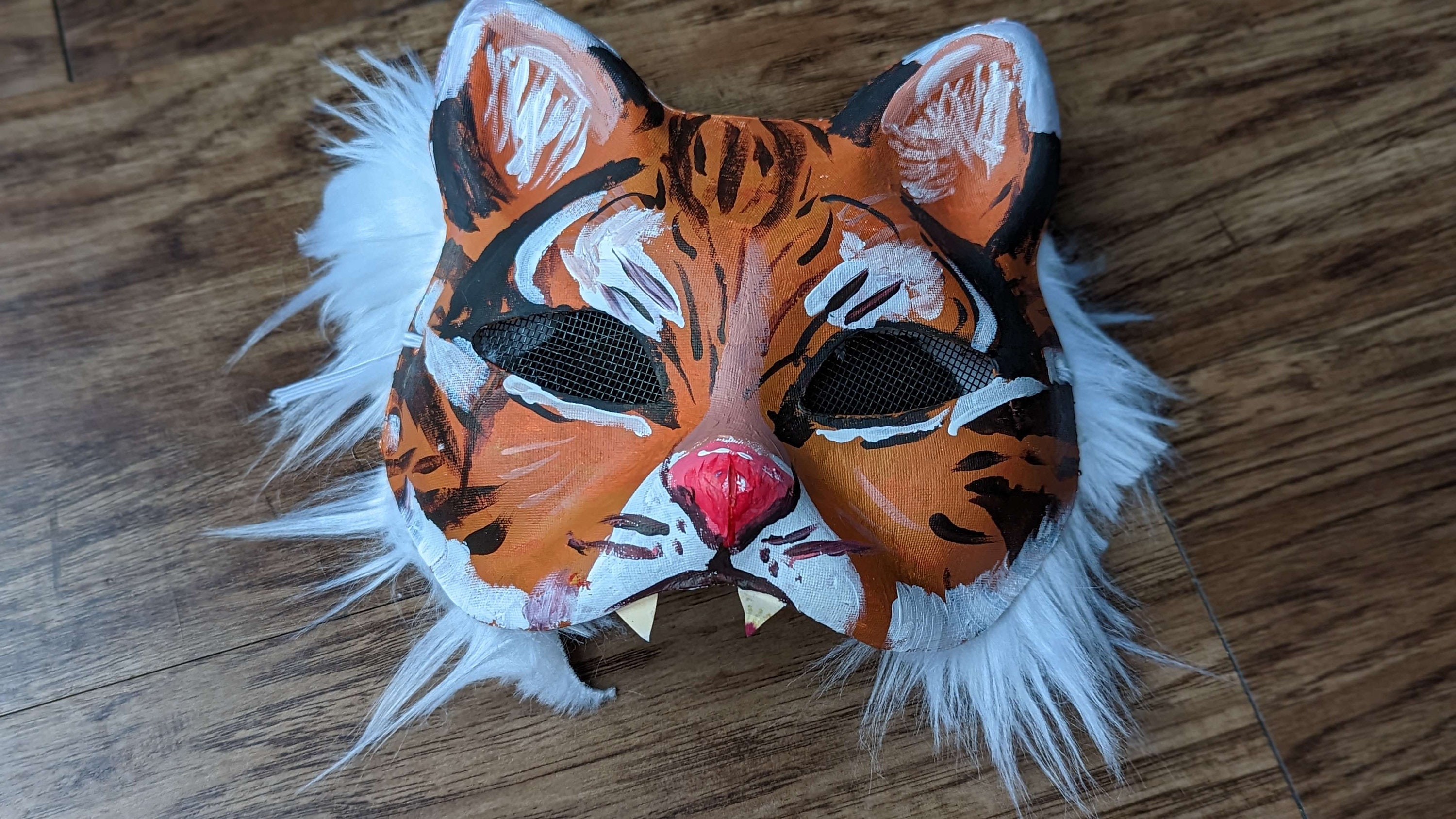 Hand Painted Felted Therian Cat Mask -  Denmark