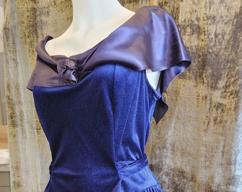 Blue Velvet and Satin Dress