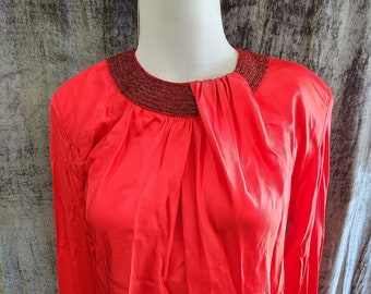 Red Silk Beaded Blouse