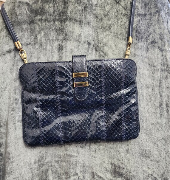 Blue Margolin Snake Skin Purse - image 4