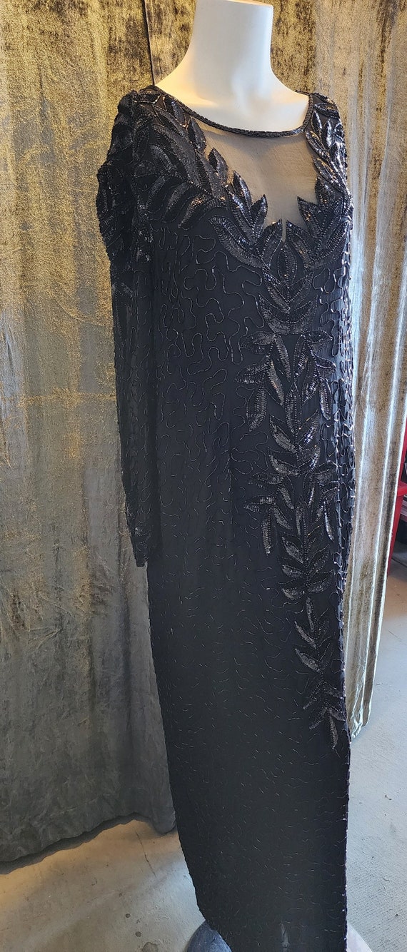 Black Beaded Evening Gown - image 7