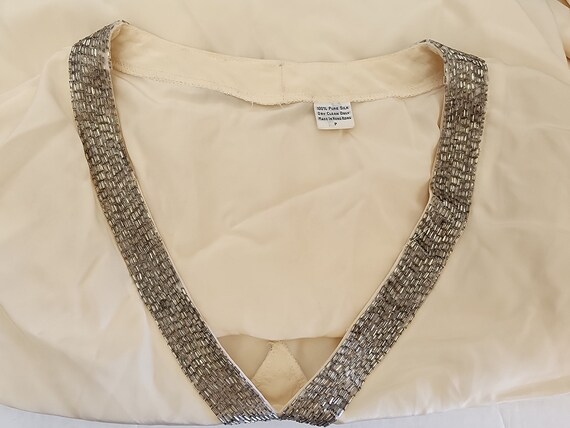 Cream Silk Beaded Blouse - image 4